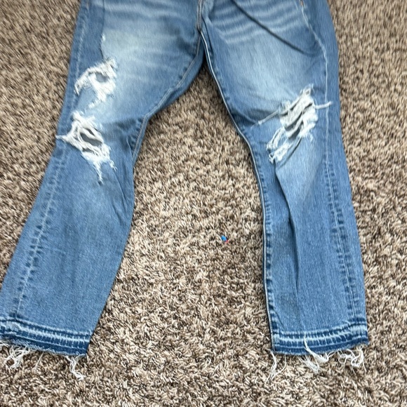 BKE Women's Straight Leg Jeans - Distressed Blue - Picture 1 of 4